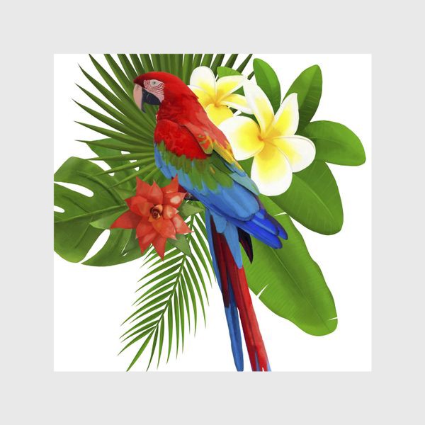 Шторы «Попугай Ара в пальмовых листах»