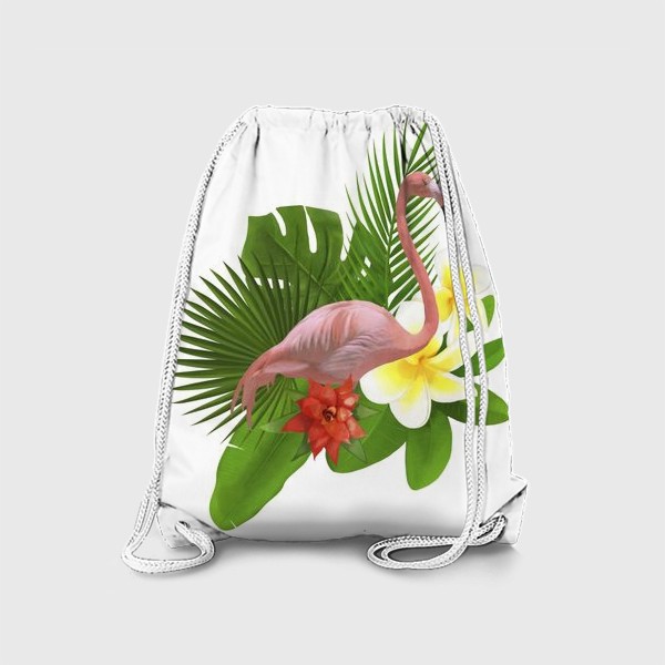 Рюкзак «Розовый фламинго в пальмовых листах»