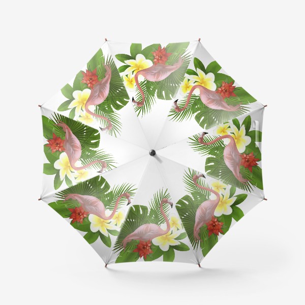 Зонт «Розовый фламинго в пальмовых листах»