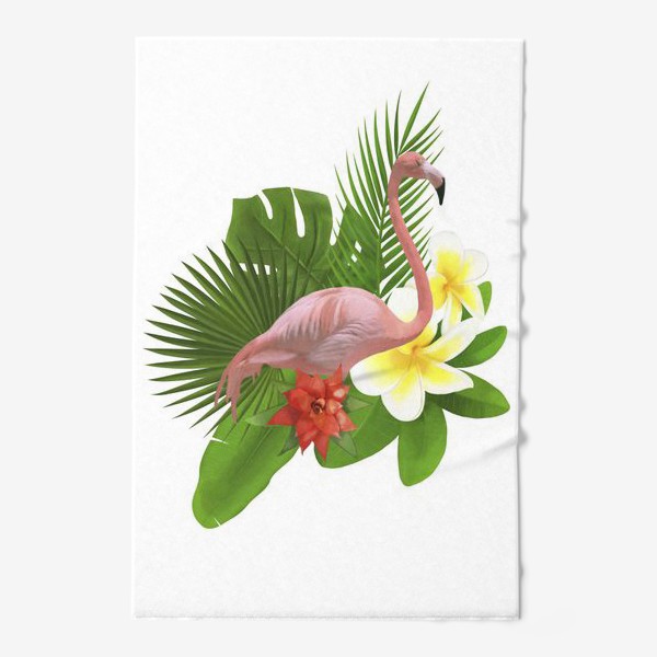 Полотенце «Розовый фламинго в пальмовых листах»