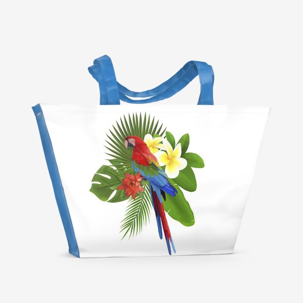 Пляжная сумка «Попугай Ара в пальмовых листах»
