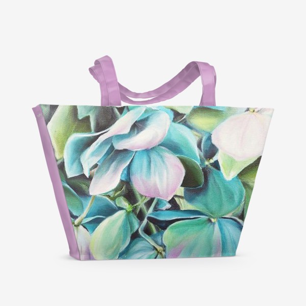 Пляжная сумка «Цветы Гортензия Масло»