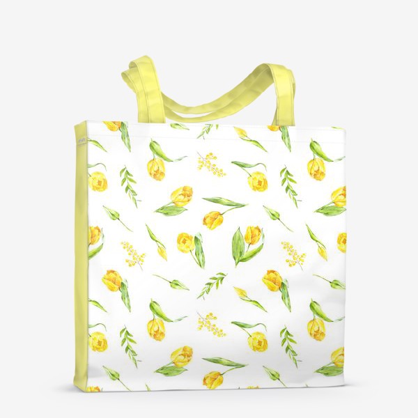 Сумка-шоппер «Акварельный цветочный паттерн желтые тюльпаны»