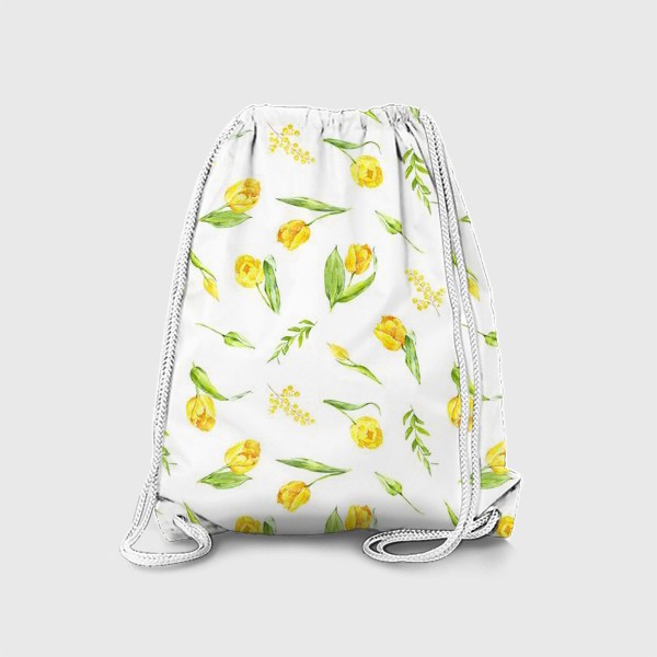 Рюкзак «Акварельный цветочный паттерн желтые тюльпаны»