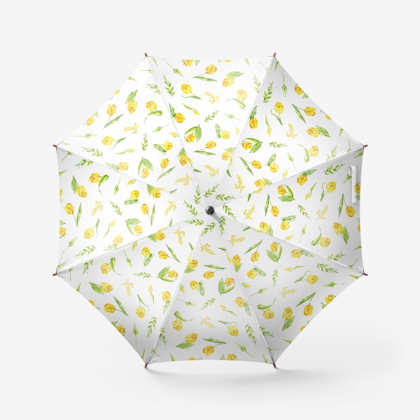 Зонт «Акварельный цветочный паттерн желтые тюльпаны»