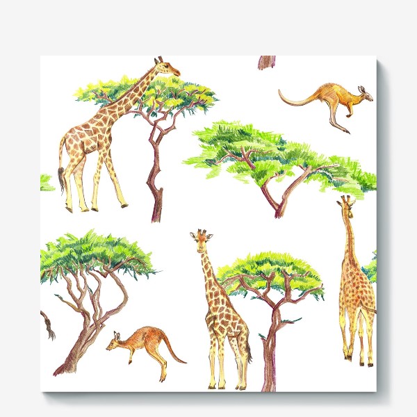 Холст «Африканский паттерн с жирафами»