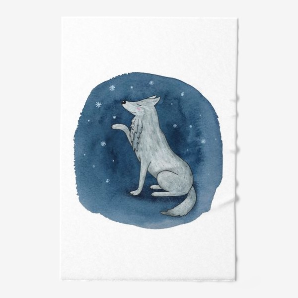 Полотенце «Серый волк на фоне ночного неба.»