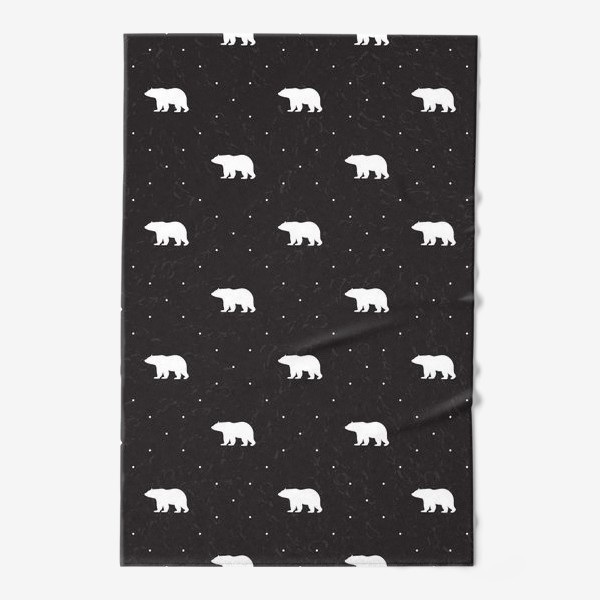 Полотенце «Белые полярные медведи на черном»