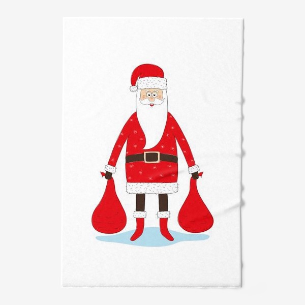 Полотенце «Санта Клаус с мешками подарков»