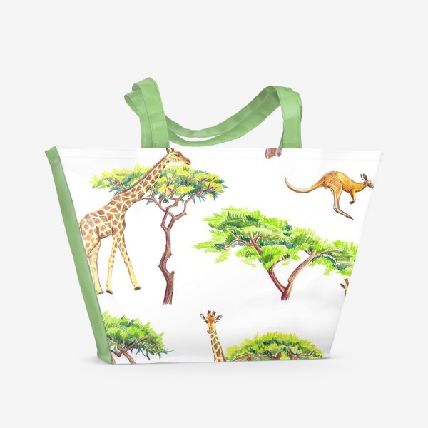 Пляжная сумка &laquo;Африканский паттерн с жирафами&raquo;