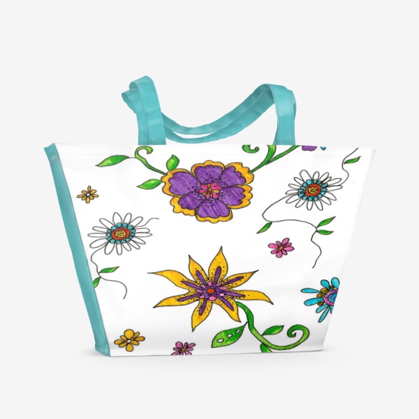 Пляжная сумка «Цветы орнамент»