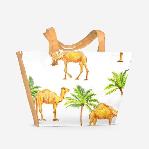 Пляжная сумка «Верблюды и пальмы»