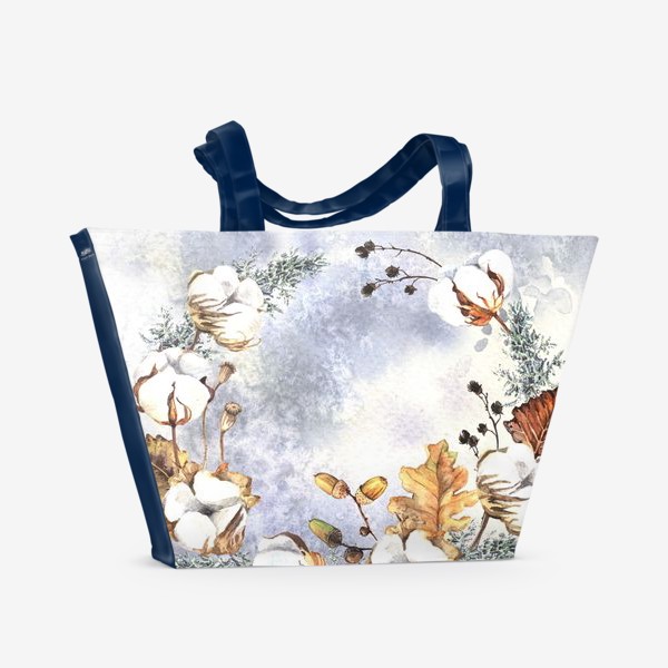Пляжная сумка «Нежный венок с зимними растениями»