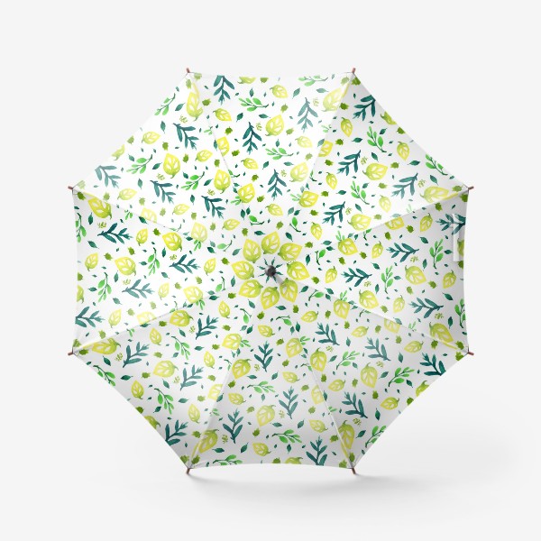 Зонт «Весенние акварельные листочки паттерн»