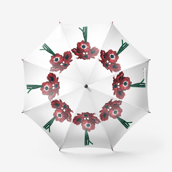 Зонт «Красные цветы - Анемоны»