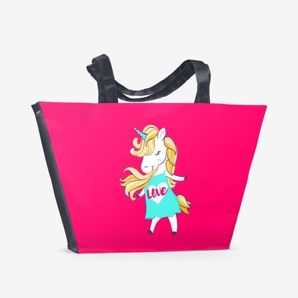 Пляжная сумка «Единорог девочка принт love unicorn»
