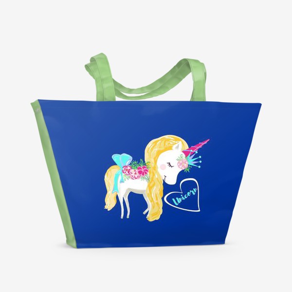 Пляжная сумка «Единорог unicorn принт цветы»