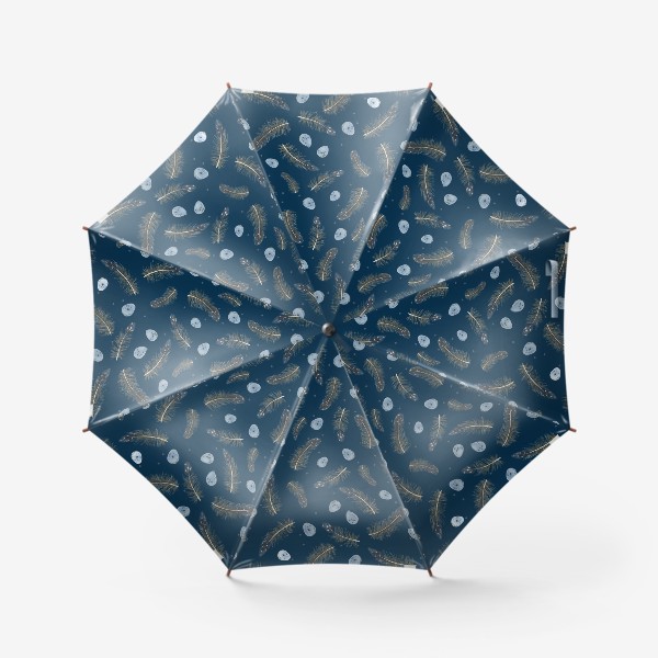 Зонт &laquo;Принт с перышками на синем фоне&raquo;