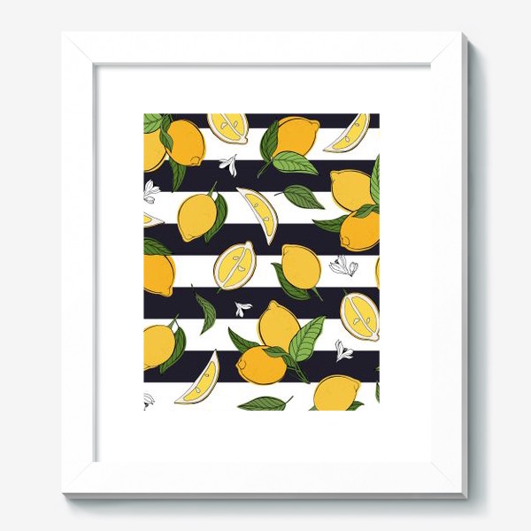 Картина «Принт с лимонами на полосатом фоне»