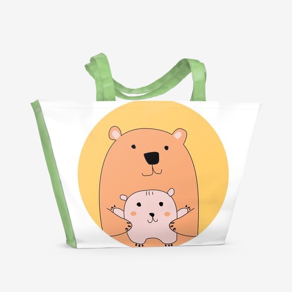 Пляжная сумка «Мишки мама с ребенком нежность »