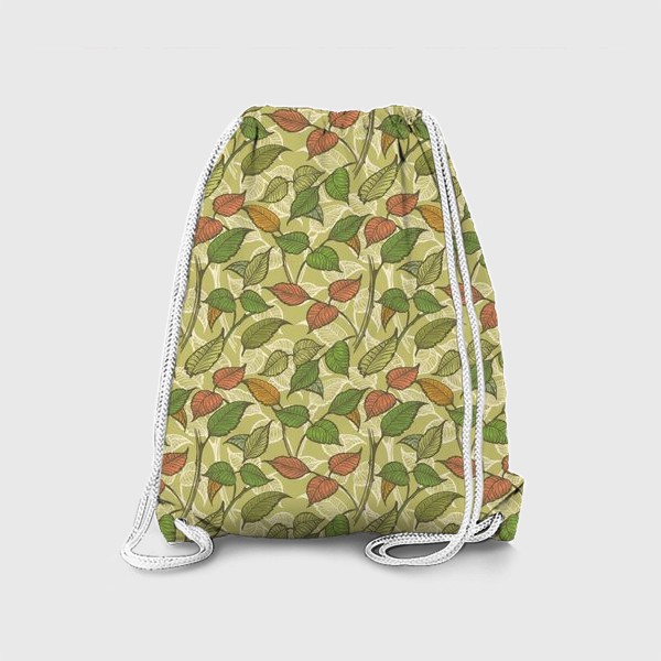 Рюкзак «Бесшовный ретро узор с листьями и стеблями растений»