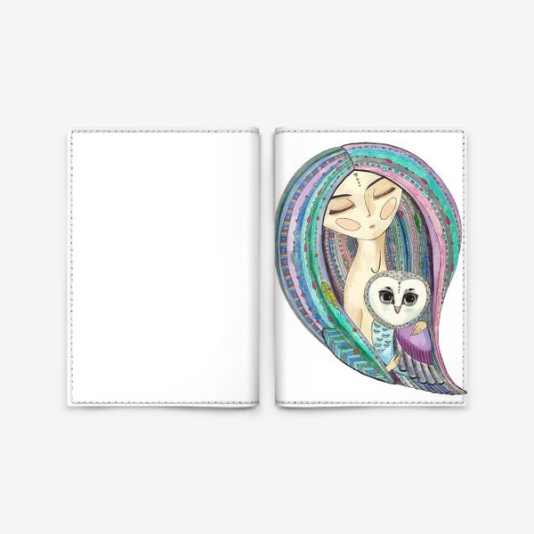 Обложка для паспорта «Девушка и сова»