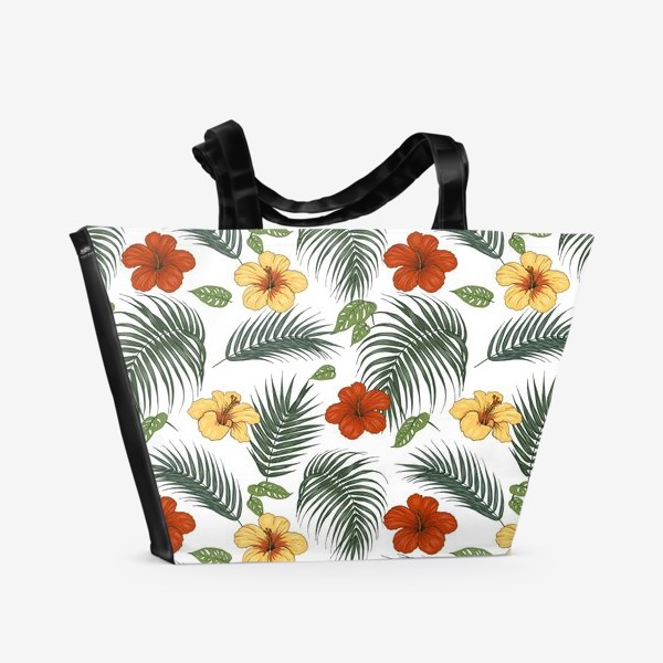 Пляжная сумка «тропические цветы и листья»