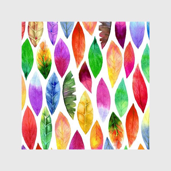 Шторы «Акварельные нежные яркие разноцветные листья на белом фоне»