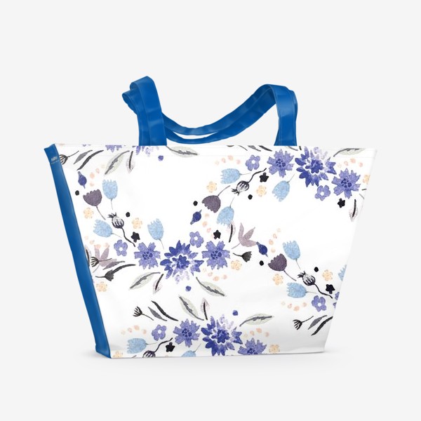 Пляжная сумка &laquo;Весенние синие цветы&raquo;