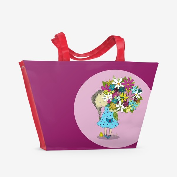 Пляжная сумка «Девочка с цветами»