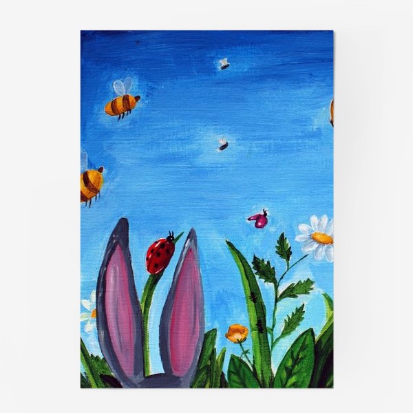 Постер &laquo;Бабочки, цветочки, жучки и УШИ на лугу&raquo;