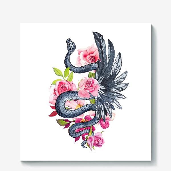 Холст «Змея с цветами»
