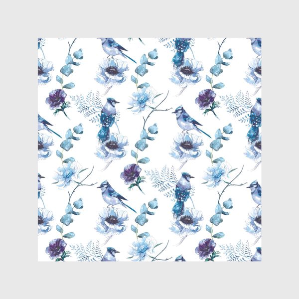 Скатерть «Синие цветы и птицы»