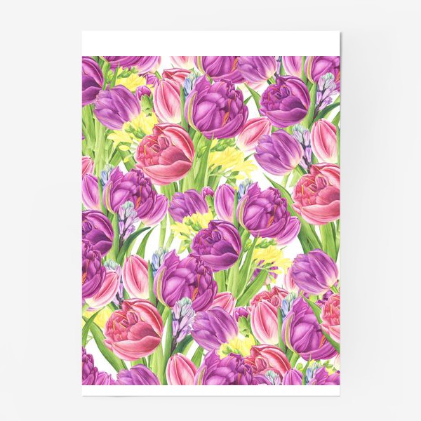 Постер «Яркий цветочный принт с тюльпанами»