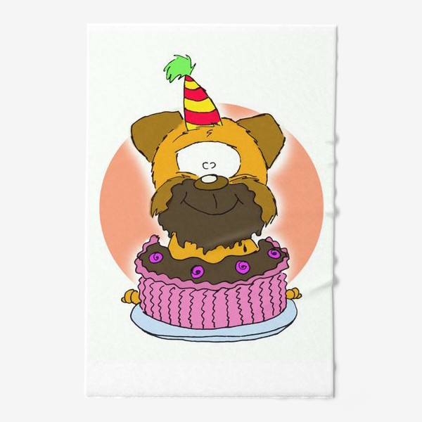 Полотенце «Грифон с тортиком, с днем рождения!»