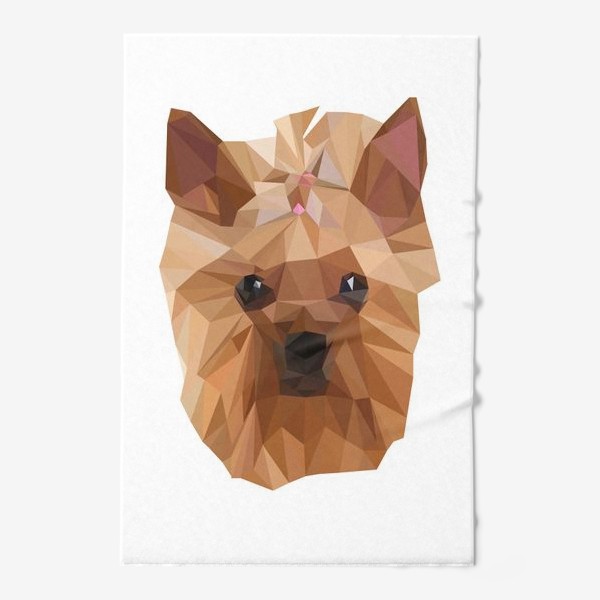 Полотенце &laquo;Йоркширский терьер, милейшая собака в стиле лоу-поли&raquo;