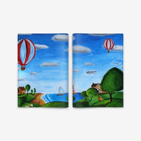 Обложка для паспорта «Воздушные шары. Сказочный пейзаж. »