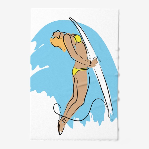 Полотенце «Девушка серфер ловит волну»