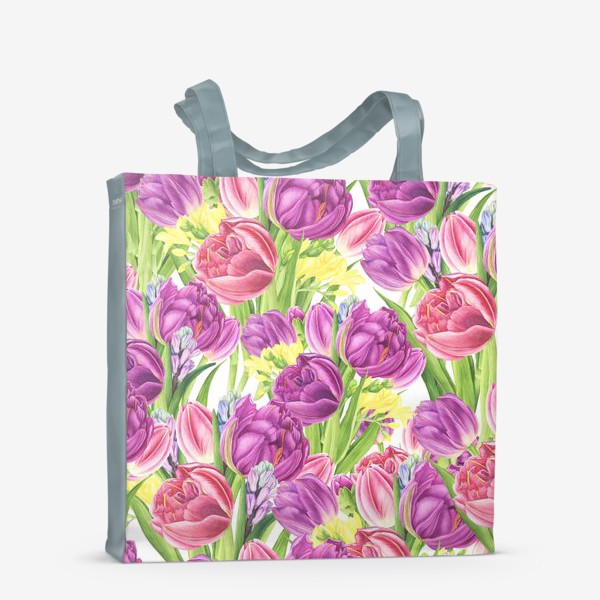 Сумка-шоппер «Яркий цветочный принт с тюльпанами»