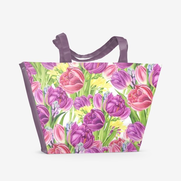 Пляжная сумка &laquo;Яркий цветочный принт с тюльпанами&raquo;