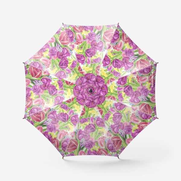 Зонт «Яркий цветочный принт с тюльпанами»