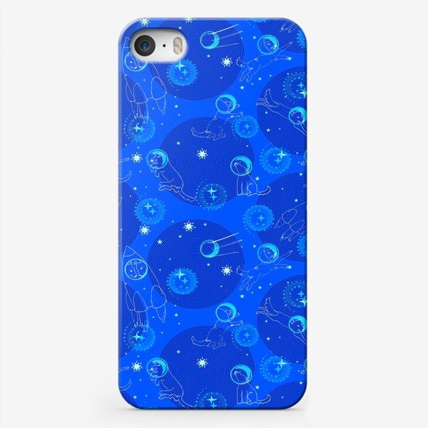 Чехол iPhone «Белка и стрелка в синем космосе»