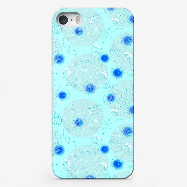 Чехол iPhone «Белка и стрелка в голубом космосе»