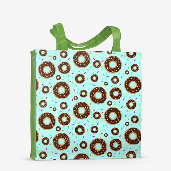 Сумка-шоппер «Паттерн из пончиков с разноцветной посыпкой.  Pattern with donuts»