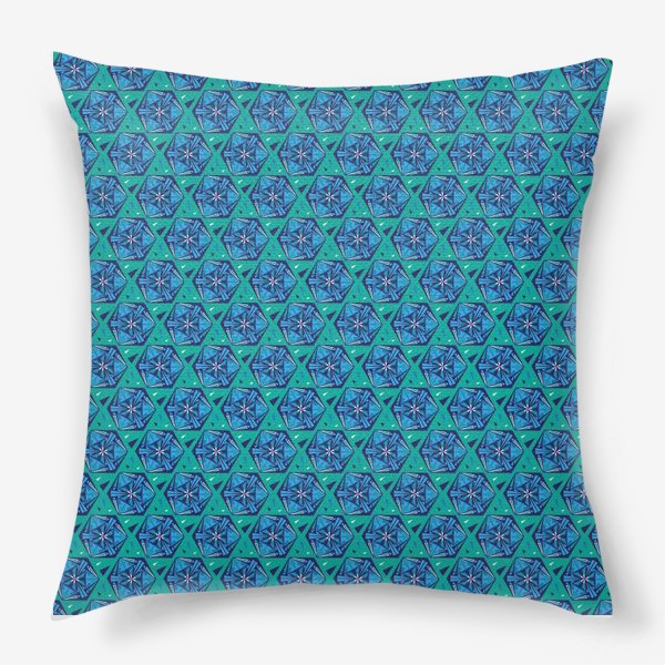 Подушка « Бирюзовый геометрический паттерн. Geometric turquoise pattern»