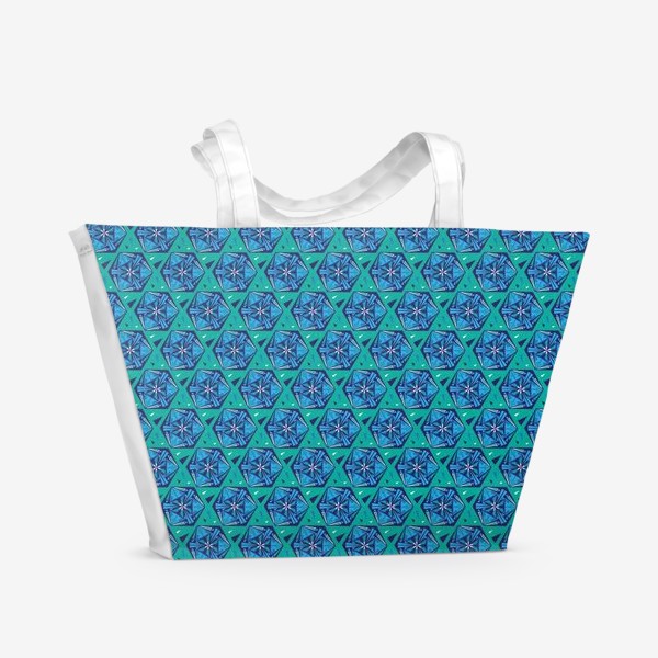 Пляжная сумка &laquo; Бирюзовый геометрический паттерн. Geometric turquoise pattern&raquo;