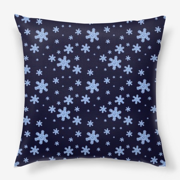 Подушка «Снежинки на синем фоне. Новогодний фон.»