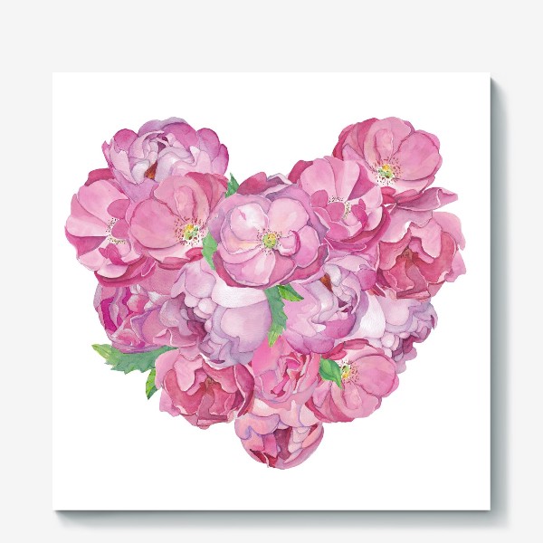 Холст «Pink Flower Heart»