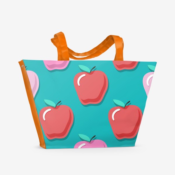 Пляжная сумка &laquo;Яблоки розовые и красные&raquo;