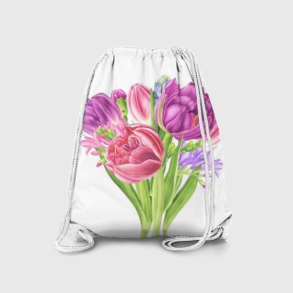 Рюкзак &laquo;Букет весенних цветов: тюльпаны, гиацинты и фрезия&raquo;
